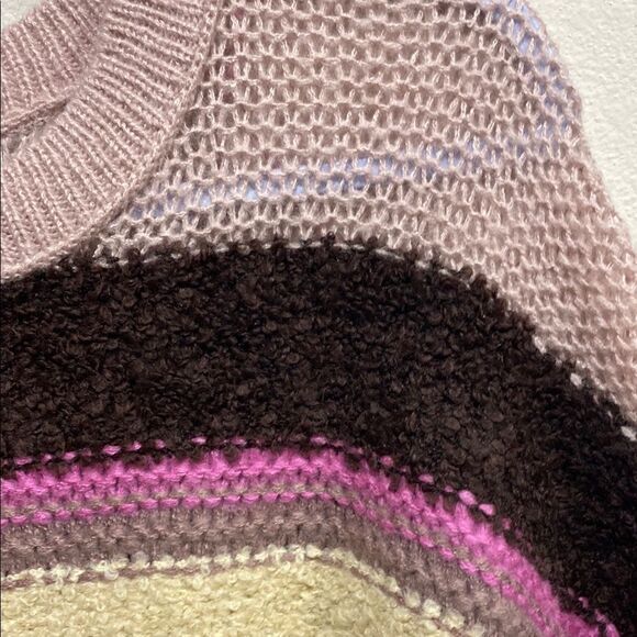 Arizona Jean Co Colorblock Cropped Fuzzy Knit Sweater – Mauve Combo | Size Small - Picture 9 of 11